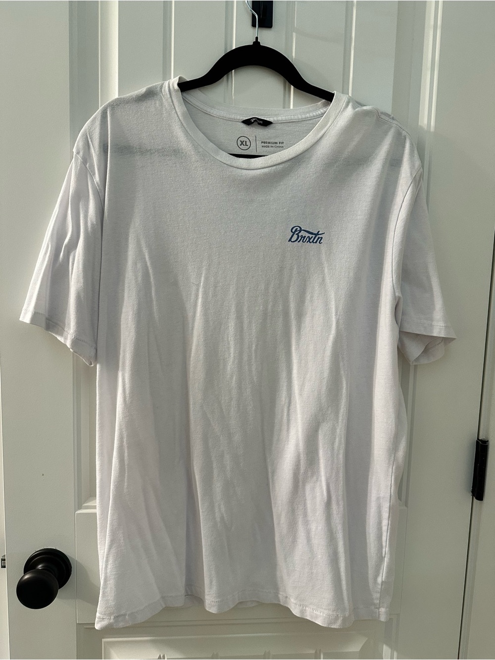 Brixton White Short Sleeve Crew with Blue Script Logo